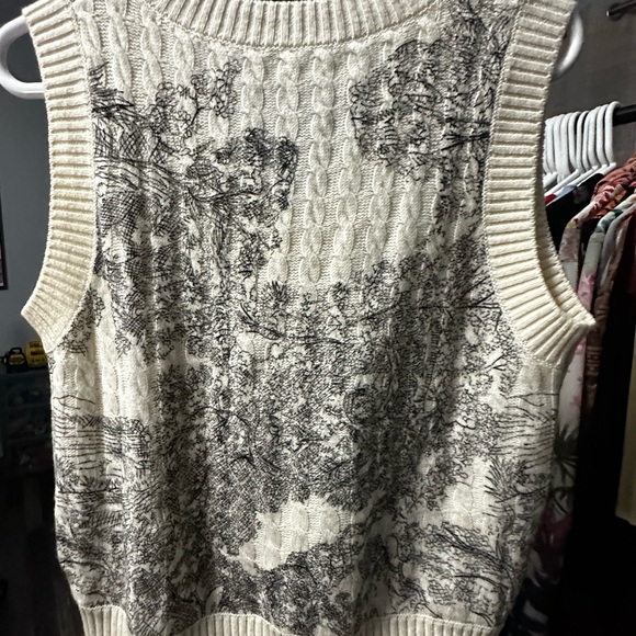 Gorgeous Cream and Gray V-Neck Sweater - Picture 3 of 8